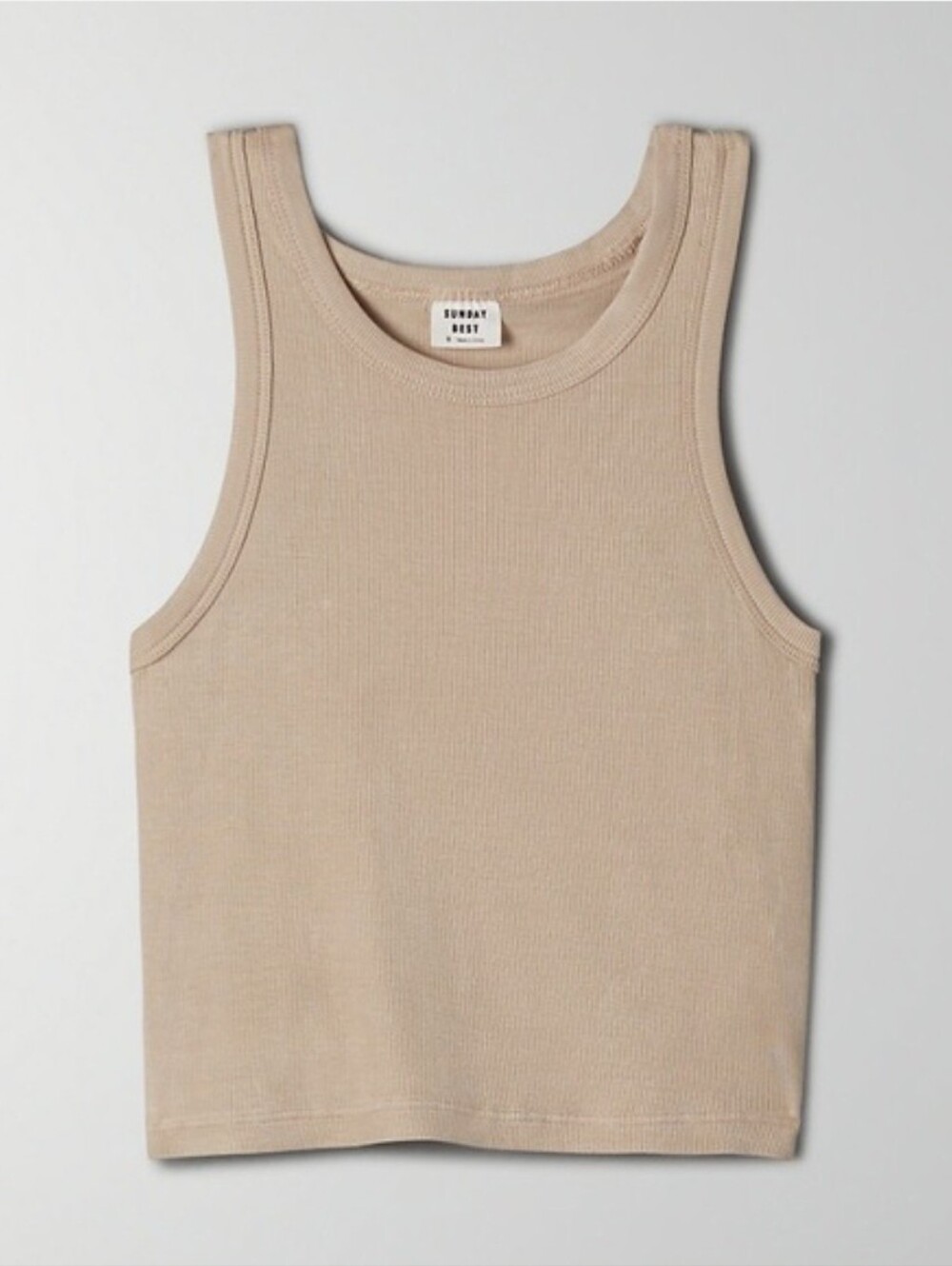 NWOT Aritzia Sunday Best Ribbed Honor Cropped Tank Top in Tan Color In Small